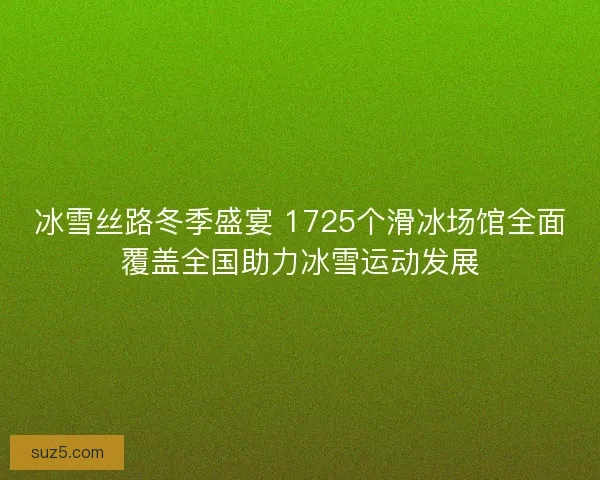 冰雪丝路冬季盛宴 1725个滑冰场馆全面覆盖全国助力冰雪运动发展